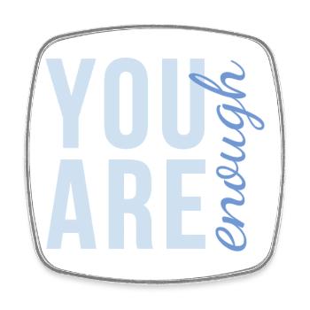 You Are Enough Schriftzug in sanftem blau - Viereckiger Kühlschrankmagnet - Weiß - Vorne