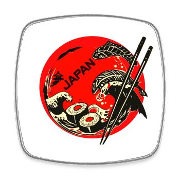 Japan Sushi Koi in Red Circle - Viereckiger Kühlschrankmagnet - Weiß - Vorne