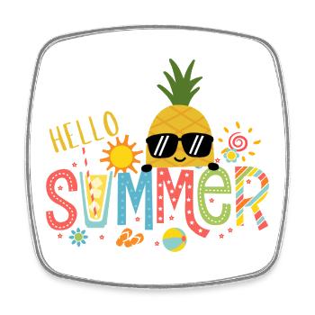 Pineapple Sun Bright Summer - Square fridge magnet - white - Front