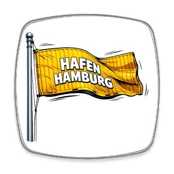 Hafen Hamburg Gelbe Flagge - Viereckiger Kühlschrankmagnet - Weiß - Vorne