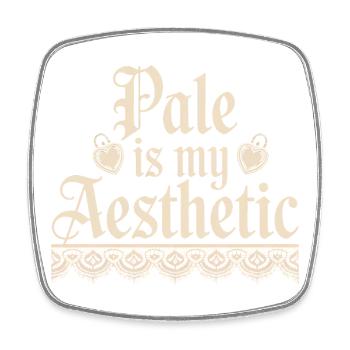 Pale Aesthetic Lace Typography - Square fridge magnet - white - Front