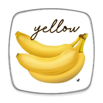 Drei gelbe Bananen Abbildung mit Inschrift - Viereckiger Kühlschrankmagnet - Weiß - Vorne