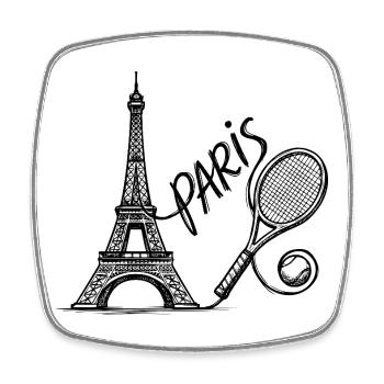 Chemise du tournoi de tennis de Paris, mode rétro de tennis - Magnet carré - blanc - Devant