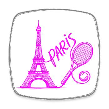 Chemise du tournoi de tennis de Paris, sac de tennis rétro - Magnet carré - blanc - Devant