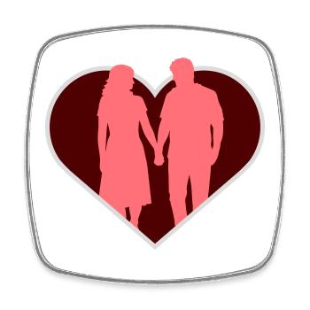 Couple Silhouette Amour Romance Petit ami de la Saint-Valentin - Magnet carré - blanc - Devant