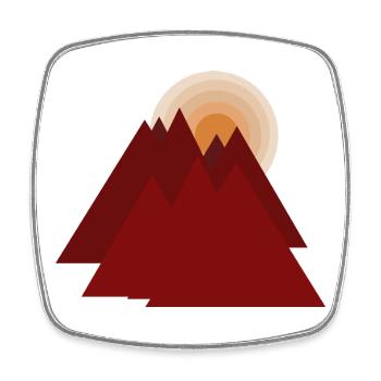 Les Montagnes Rouges au lever du soleil - Magnet carré - blanc - Devant