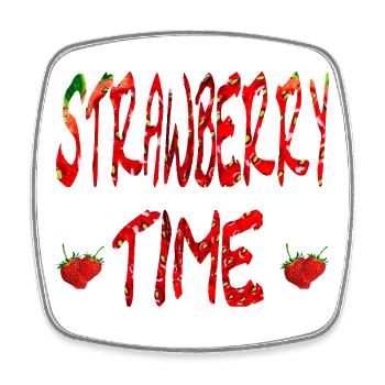Strawberry lettering - Square fridge magnet - white - Front