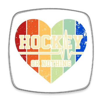 Eishockey Herzschlag Retro Herz Vintage Spruch - Square fridge magnet - white - Front