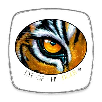 Auge des Tigers Abbildung in einem Oval - Viereckiger Kühlschrankmagnet - Weiß - Vorne