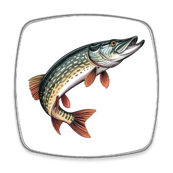 Coloured pike print - Square fridge magnet - white - Front