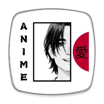 Anime Lover BLACK - Square fridge magnet - white - Front