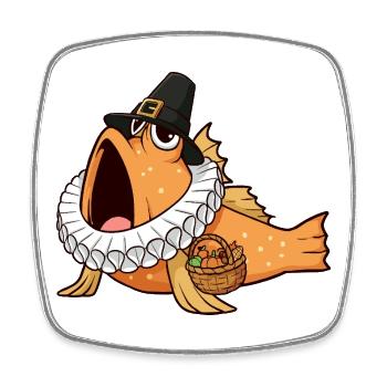 Kawaii Schlammspringer – Thanksgiving - Viereckiger Kühlschrankmagnet - Weiß - Vorne