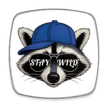 Stay Wild – Raccoon Streetwear Style - Square fridge magnet - white - Front