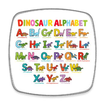 Dinosaur Alphabet ABC Poster Nursery Dino - Square fridge magnet - white - Front