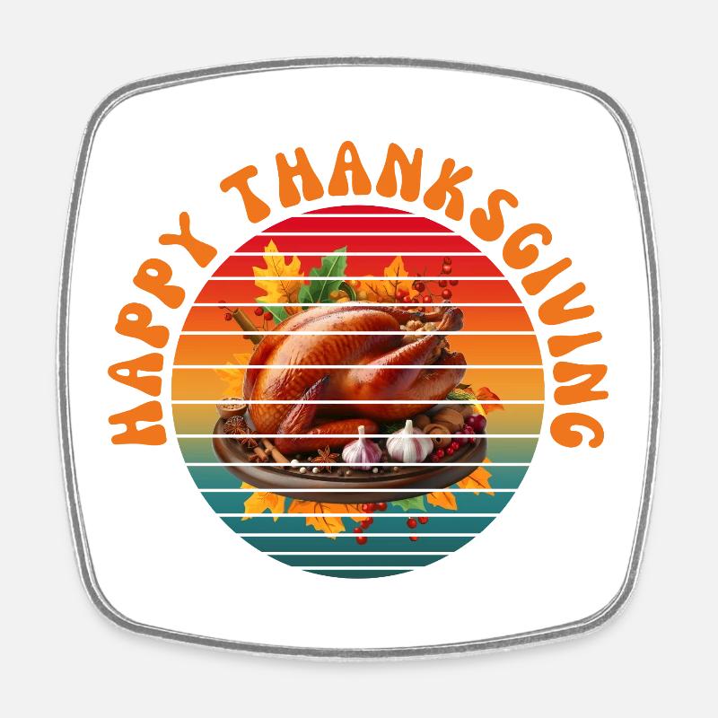 Joyeux Thanksgiving - Magnet carré - blanc
