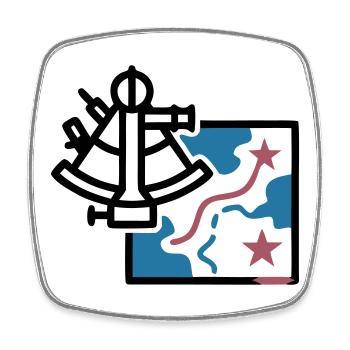 Sextant Navigation Map Vector - Square fridge magnet - white - Front