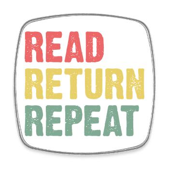 Read Return Repeat - Pastell Typo - Viereckiger Kühlschrankmagnet - Weiß - Vorne