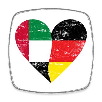 UAE Germany Heart Used - Viereckiger Kühlschrankmagnet - Weiß - Vorne