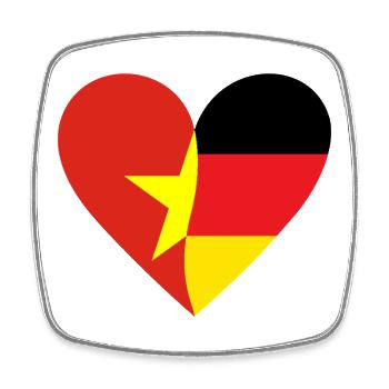 Vietnam Germany Heart - Viereckiger Kühlschrankmagnet - Weiß - Vorne