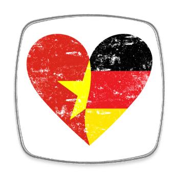 Vietnam, Allemagne, cœur utilisé - Magnet carré - blanc - Devant