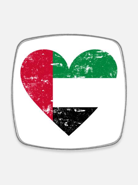 UAE Heart - Square fridge magnet - white