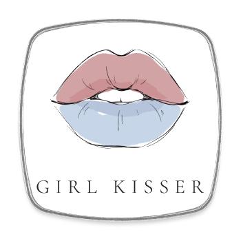 LGBTQ Pride Month - Lesbian Pride - Girl Kisser - Square fridge magnet - white - Front