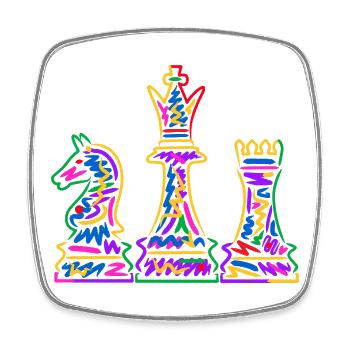 Chess Player Colorful Chess Pieces Kids Chess - Square fridge magnet - white - Front