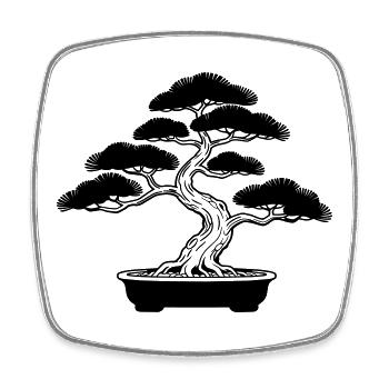 Bonsai - Viereckiger Kühlschrankmagnet - Weiß - Vorne
