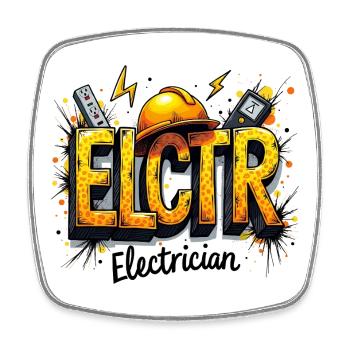 Electrician Graffiti Style Electrician Artisan - Square fridge magnet - white - Front