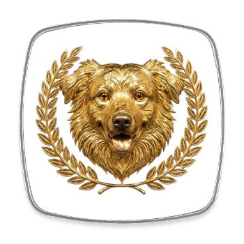 Urban Golden Shield Dog - Square fridge magnet - white - Front