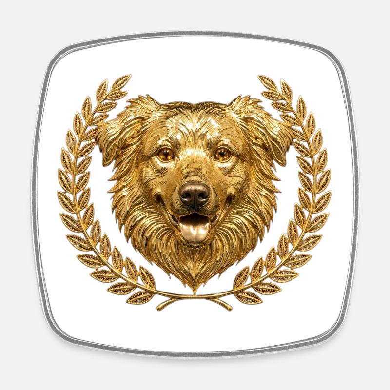 Urban Golden Shield Dog - Square fridge magnet - white