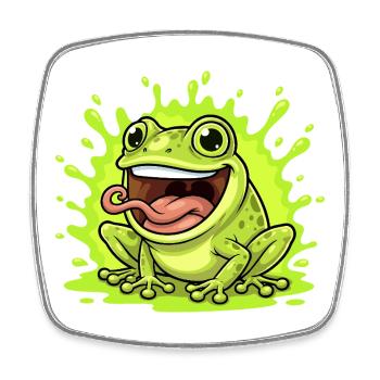 Dessin animé Éclaboussure de Grenouille Lime - Magnet carré - blanc - Devant