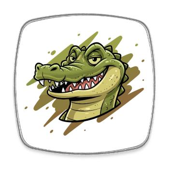 Crocodile Cartoon Head - Square fridge magnet - white - Front