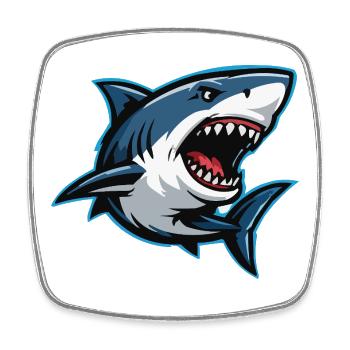 Shark Caricature in Lightning Style - Square fridge magnet - white - Front