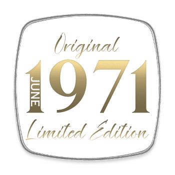 Cadeau du 55e anniversaire Millésime juin 1971 - Magnet carré - blanc - Devant