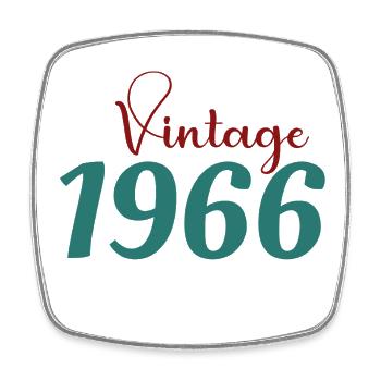 Tee 60 Ans Rétro 70s Né(e) 1966 - Magnet carré - blanc - Devant