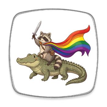 LGBTQ-Pride-Monat – Stolzer LGBTQ-Waschbär - Viereckiger Kühlschrankmagnet - Weiß - Vorne