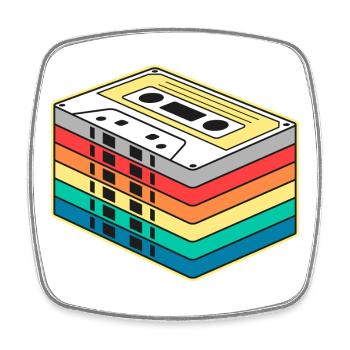 Bande cassette arc-en-ciel vibrante - Magnet carré - blanc - Devant