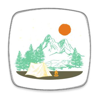 Retro Camping Motiv – Geschenk zu Weihnachten - Viereckiger Kühlschrankmagnet - Weiß - Vorne
