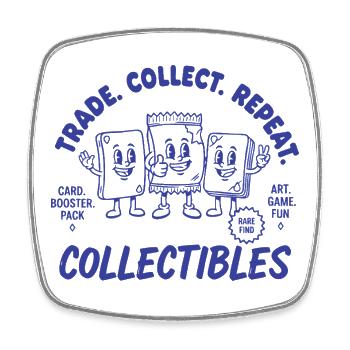 Trade Collect Repeat Collectibles Art Game Fun - Square fridge magnet - white - Front