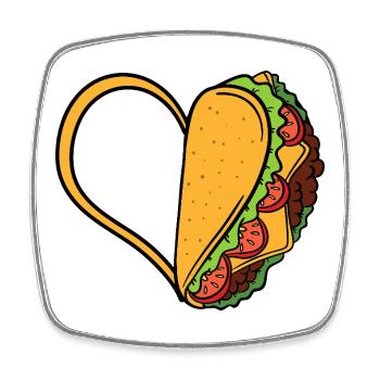 Taco Heart Love - Viereckiger Kühlschrankmagnet - Weiß - Vorne