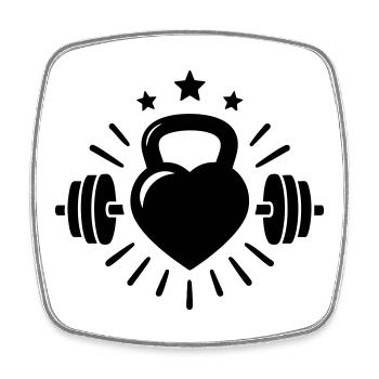 Kettlebell Herz Hantel – Love Lifting - Viereckiger Kühlschrankmagnet - Weiß - Vorne