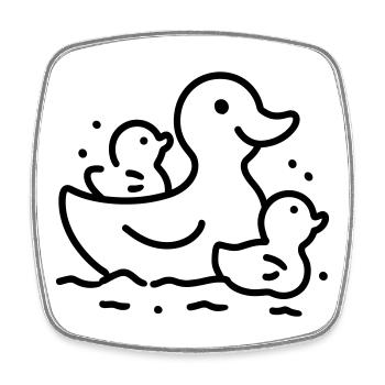 famille canard - Magnet carré - blanc - Devant