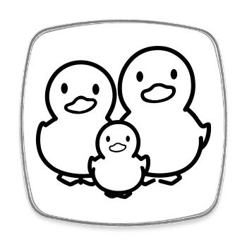 famille canard - Magnet carré - blanc - Devant