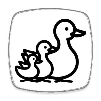 famille canard - Magnet carré - blanc - Devant