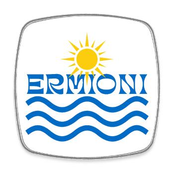 Ermioni Sonne und Wellen - Viereckiger Kühlschrankmagnet - Weiß - Vorne
