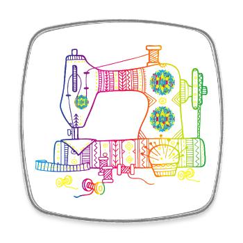 Lebendiges Nähmaschinen-Ornament - Viereckiger Kühlschrankmagnet - Weiß - Vorne
