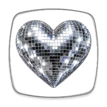 Herz Disco Glitzer - Viereckiger Kühlschrankmagnet - Weiß - Vorne