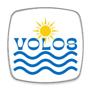 Volos Coastal Sun Waves Logo - Square fridge magnet - white - Front