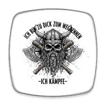  Wikinger Draugr - Bin zu dick zum Weglaufen - Viereckiger Kühlschrankmagnet - Weiß - Vorne